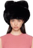 Black Fluffy Bow Faux-fur Hat