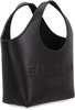 BALENCIAGA Black XS Leather Tote Handbag for Women - Smooth Calfskin, Embossed Logo, Silver-Tone Hardware