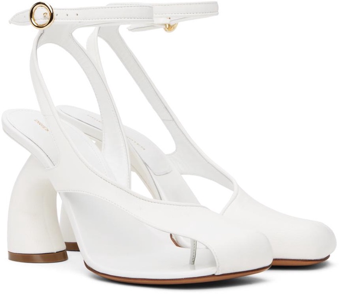 White Leather Heeled Sandals