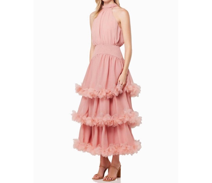 nereida tiered halter dress in rose