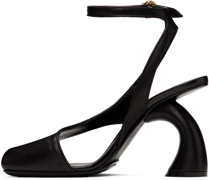 Black Leather Heeled Sandals