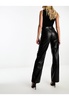 Abercrombie & Fitch 90s relaxed straight fit faux leather pants in black