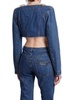 Area Embellished Long-Sleeved Cropped Denim Jacket