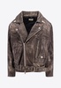 Leather-Effect Print Biker Jacket