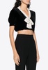 Velvet Cropped Top with Polka Dot Bow