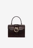 Small Audrey Crest Buckle Top Handle Bag in Croc-Embossed Leather