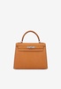 Kelly 28 Sellier in Natural Sable Natural Graine Leather with Palladium Hardware