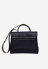 Herbag Zip Retourne 31 in Black Toile and Blue Indigo Vache Hunter with Palladium Hardware