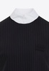 Shirt-Collar Striped Mini Wool Dress