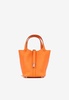 Picotin 18 in Orange Clemence Leather with Palladium Hardware