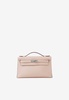 Kelly Pochette Clutch Bag in Rose Eglantine Swift with Palladium Hardware