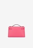 Kelly Pochette Clutch Bag in Rose Azalee Swift with Palladium Hardware