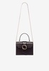 Small Audrey Crest Buckle Top Handle Bag in Croc-Embossed Leather