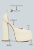 Cosette Diamante Embellished Ankle Strap High Block Heel Sandals In Off White