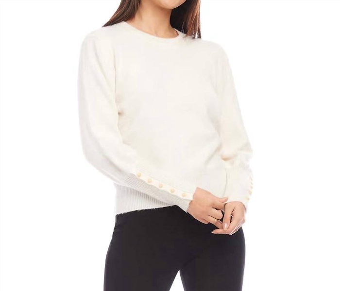 button sleeve sweater in cream