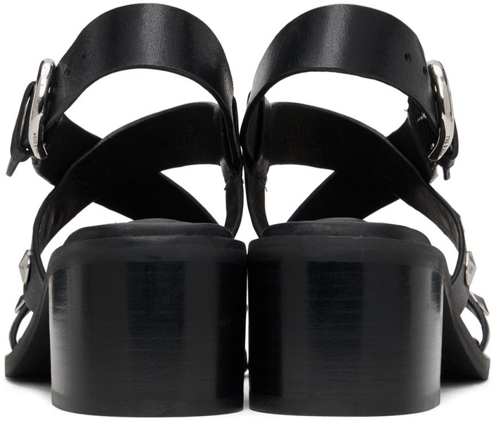 Black Geo Stud Block Heeled Sandals