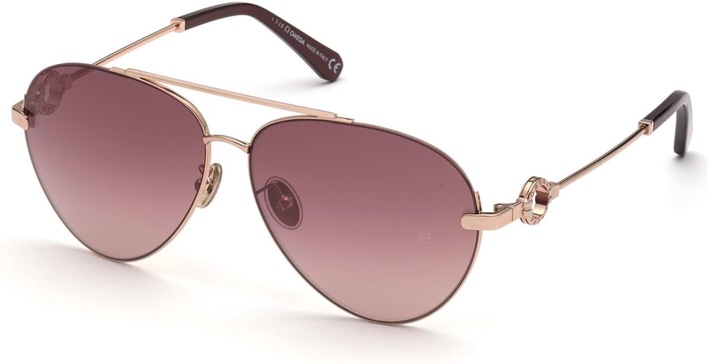 Omega Sunglasses OM 0031 -H 28U Shiny Rose Gold, Pearled Bordeaux/Gradient Mir