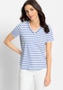 Women's Cotton Blend Short Sleeve Striped V-Neck T-Shirt