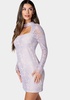 Women's Long Sleeve Lace Mini Dress - Small