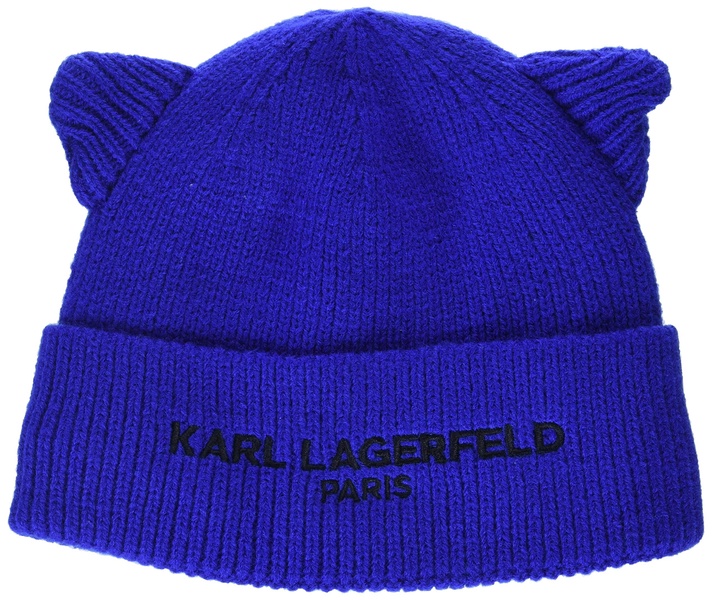 KARL LAGERFELD Women's Soft Cat Ear Pom Beanie