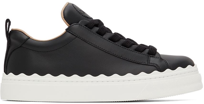 Lauren scalloped-trim leather trainers