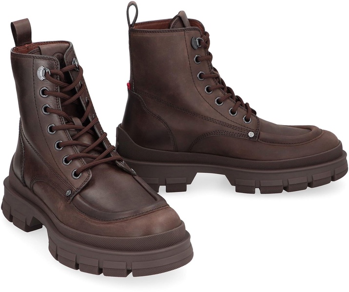 MONCLER Classic Leather Lace-Up Boots for Men