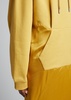 Satin-Skirt Hoodie Dress, Mustard