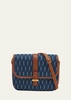 Le Monogram Satchel YSL Crossbody Bag in Denim and Vegetal Leather