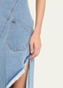 Twisted Denim Raw Trim Asymmetric Dress