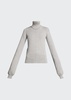 Ribbed Wool Turtleneck Sweater, Gray