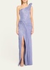 One-Shoulder Sequined Sculpted Gown