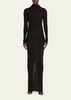 Mock Neck Metallic Rib Knit Gown