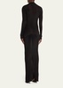 Mock Neck Metallic Rib Knit Gown