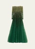 Ombre Sequin Tulle Ballgown with Crystal Neckline