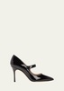 black camparicaro 105 leather mary jane pumps