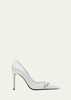 Leather Crystal Cutout Stiletto Pumps