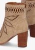 Ariana Beige Suede Laser Cut Block Heel Ankle Boots