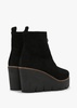 Hamal Black Suede Zip Front Wedge Ankle Boots