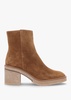 Airy Tan Suede Block Heel Ankle Boots