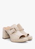 Memphis Beige Suede Block Heel Mules