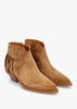 Ajax Tan Suede Fringed Western Stacked Heel Ankle Boots