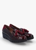 Simone Burgundy Patent Moc Croc Low Wedge Moccasins