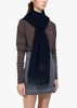 Unisex Embroidered Navy Blue Wool Scarf