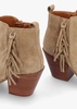 Baker Taupe Suede Fringed Stacked Heel Western Ankle Boots