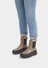 F-Mode Water-Resistant Minky Grey Fabric & Leather Flatform Chelsea Boots