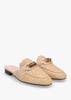 Beige Woven Raffia Backless Loafers