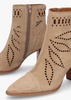 Ariana Beige Suede Laser Cut Block Heel Ankle Boots