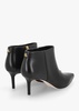 Lizie Burnished Black Leather Heeled Ankle Boots