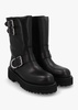 Atom Black Leather Chunky Biker Boots