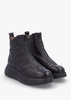 Beti Black Leather Wedge Ankle Boots